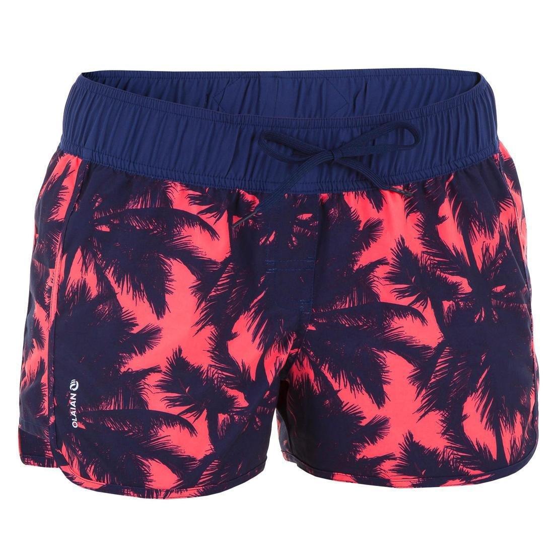 Womens Boardshorts With Elasticated Waistband And Drawstring, Fluorescent Coral Pink, , large image number 1