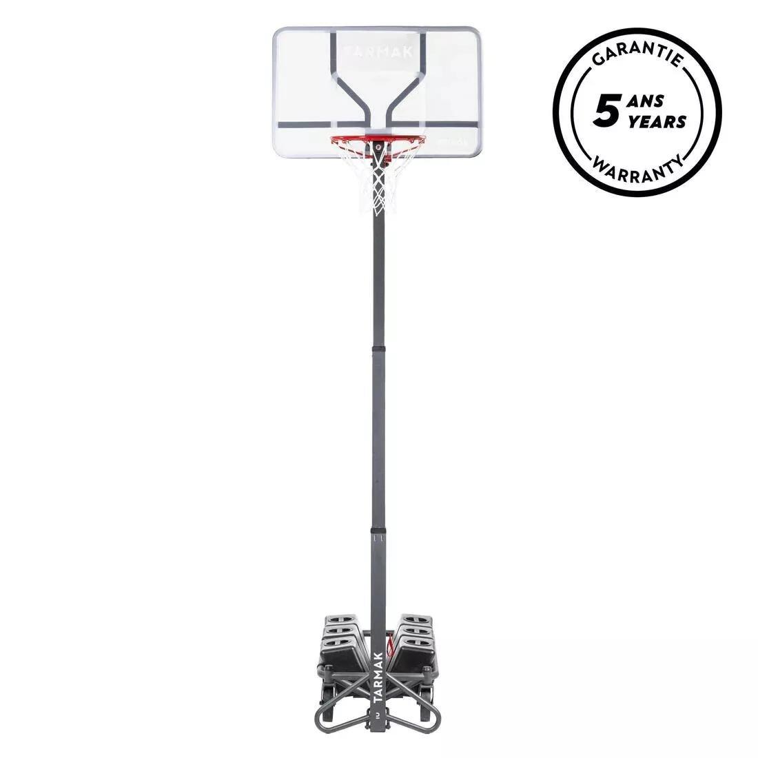 Adjustable Basketball Hoop By Tarmak - Adjustable From 2.4m To 3.05m, No Color, medium