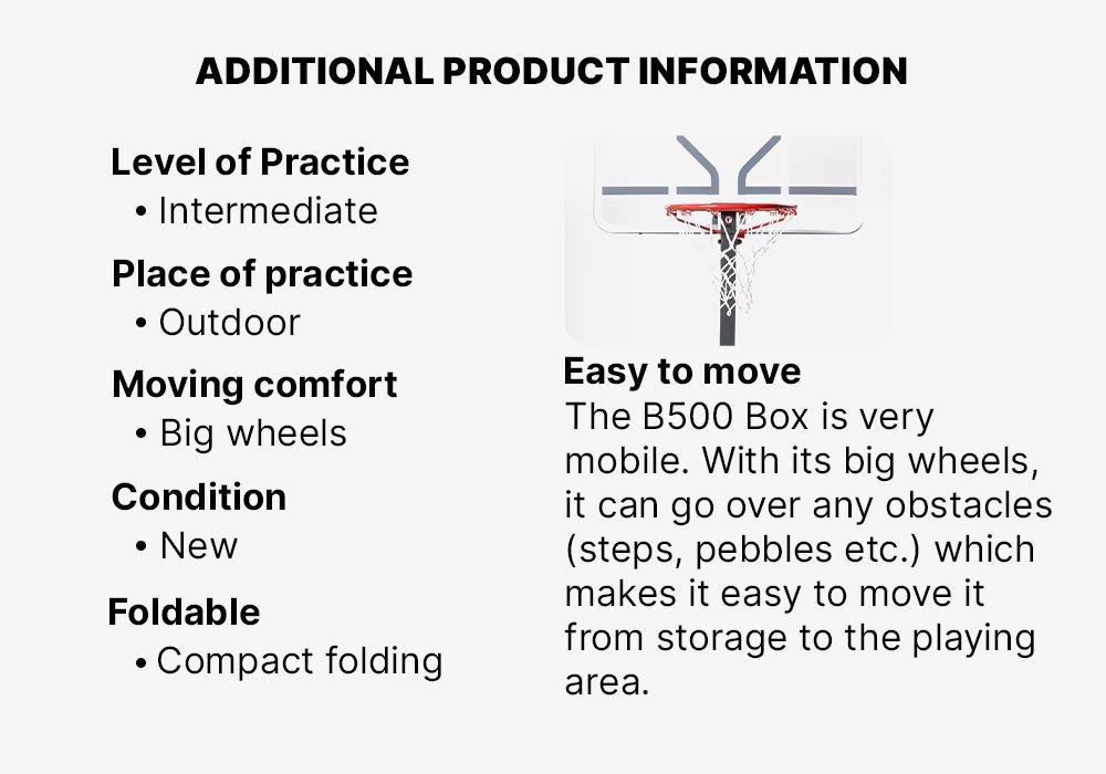 DEFAULT Adjustable Basketball Hoop By Tarmak - Adjustable From 2.4m To 3.05m, No Color, large image number 16