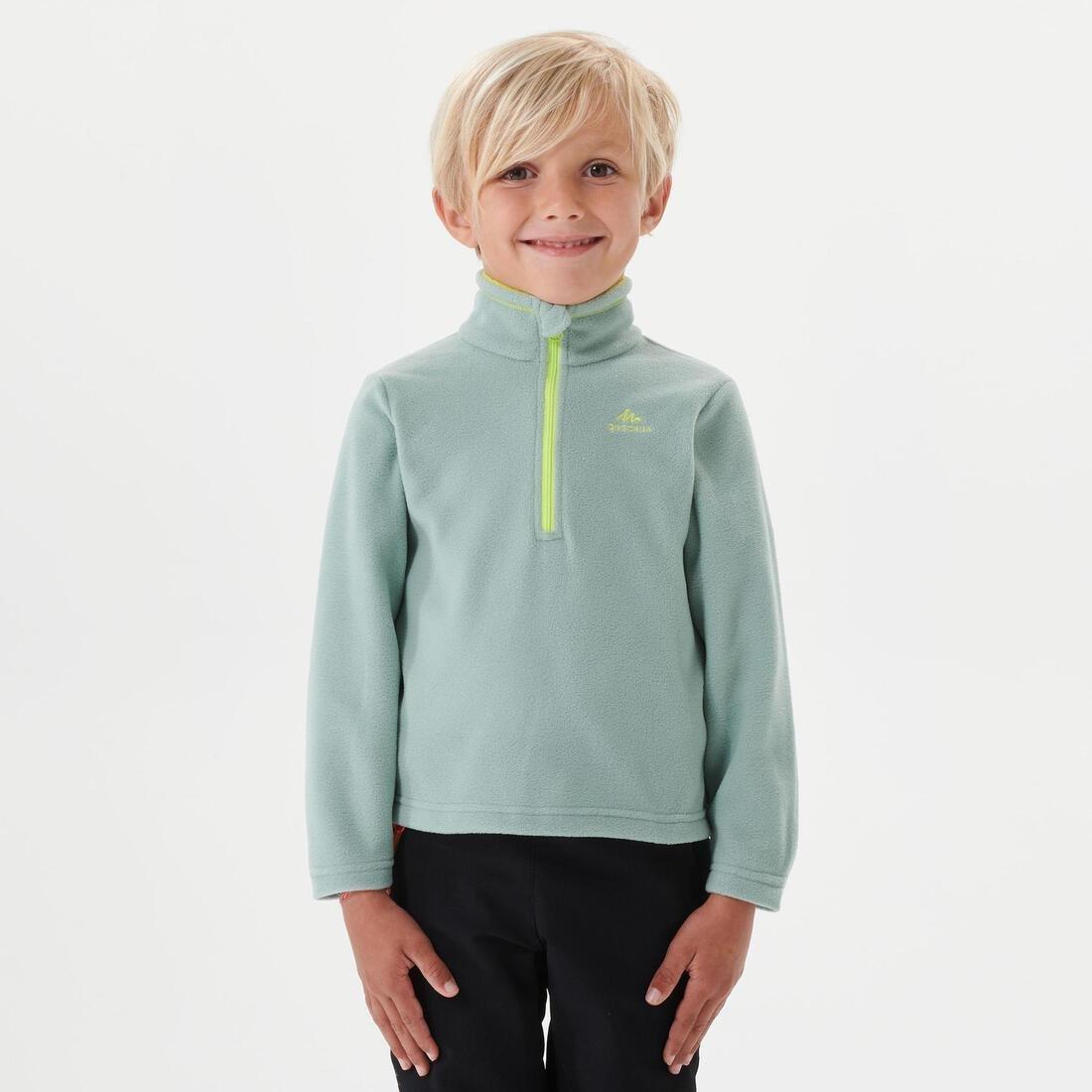 Kids Hiking Fleece Mh100, Green, No Color, large image number 0
