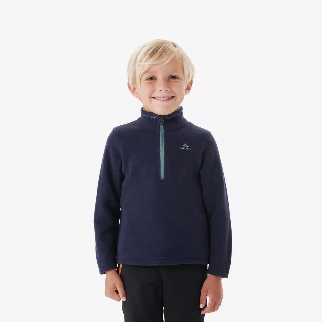 NAVY BLUE Kids' Hiking Fleece 2-6 Years MH100 Half Zip, No Color, medium