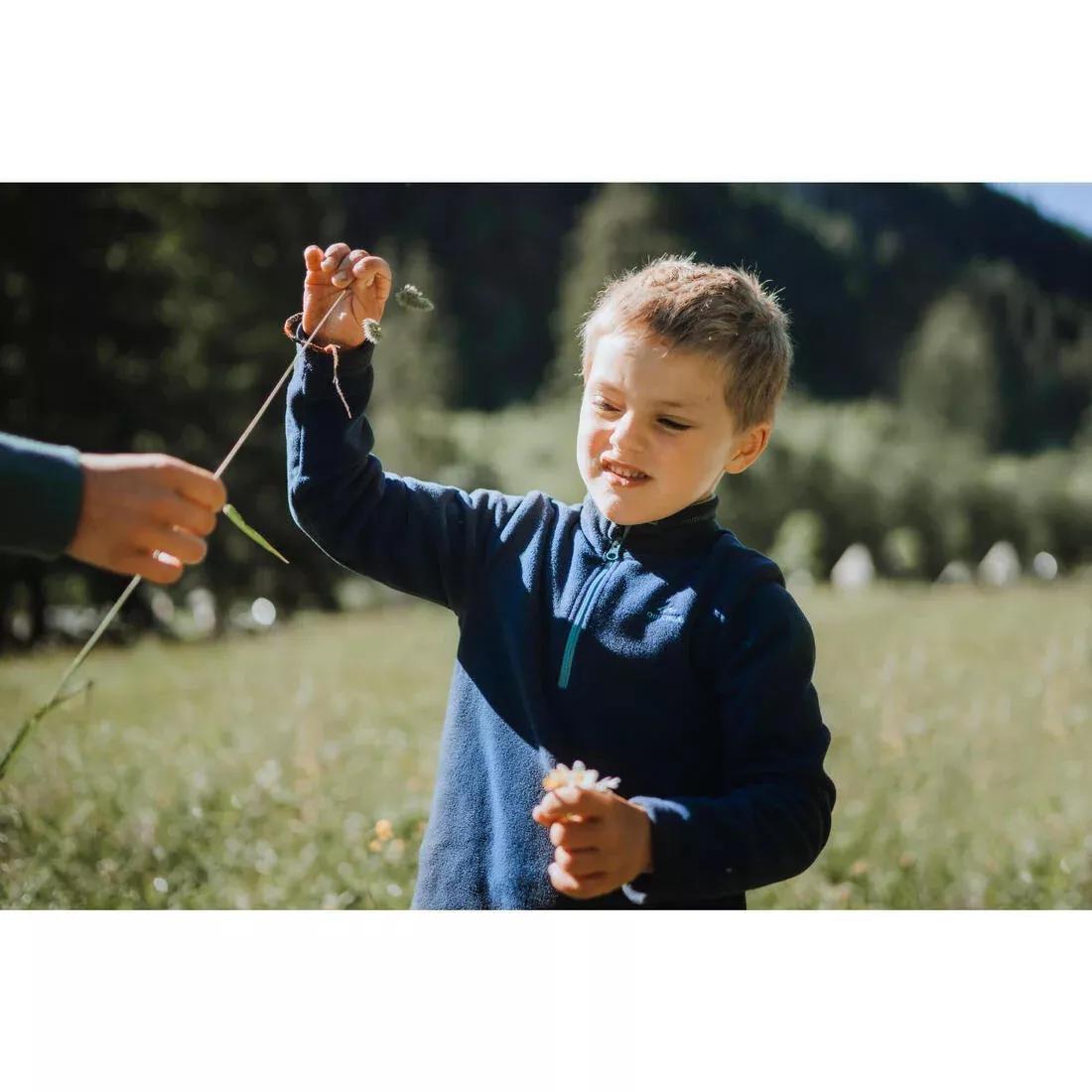 NAVY BLUE Kids' Hiking Fleece 2-6 Years MH100 Half Zip, No Color, medium