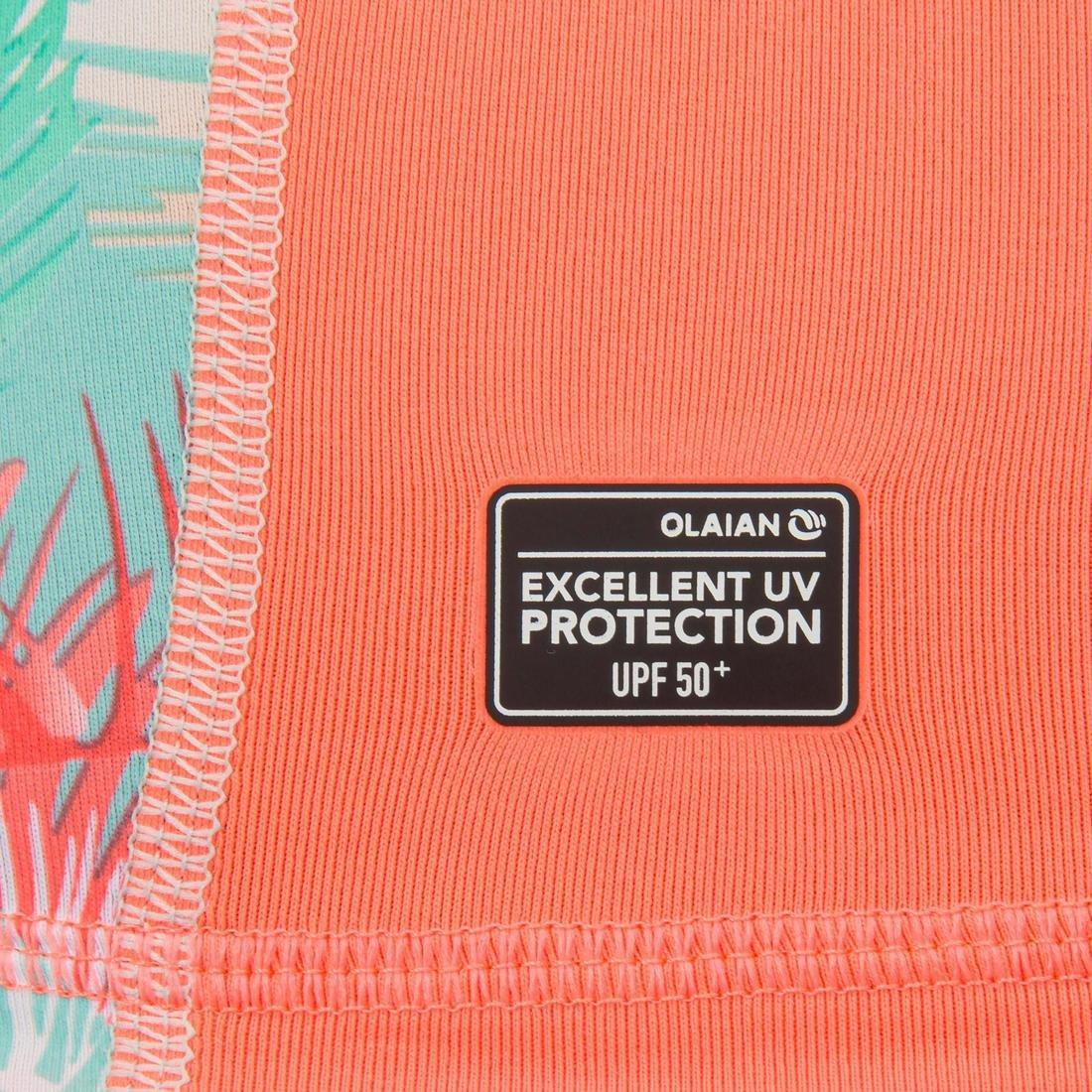 500 Girls' Short Sleeve UV-Protection Surfing T-Shirt, Aqua, No Color, large image number 4