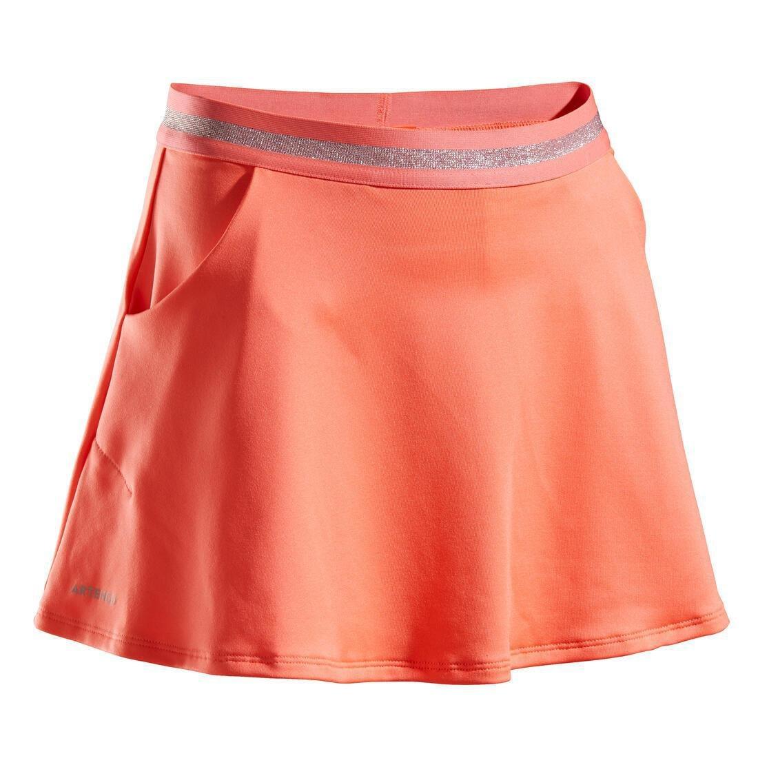 FLUO CORAL PINK Girls' Tennis Skirt TSK500, , large image number 0