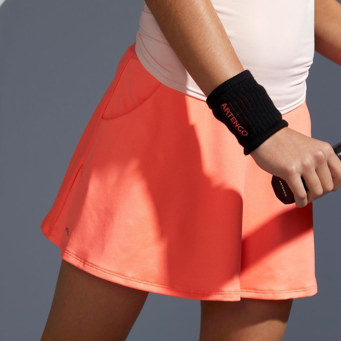 FLUO CORAL PINK Girls' Tennis Skirt TSK500, , large image number 4