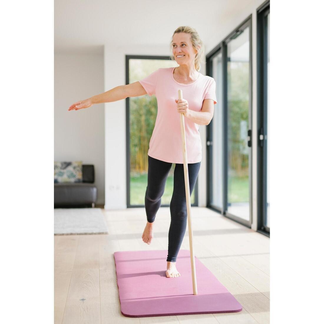 Women Short-Sleeved Slim-Fit Stretchy Cotton Crew Neck Fitness T-Shirt, Turquoise, No Color, large image number 6