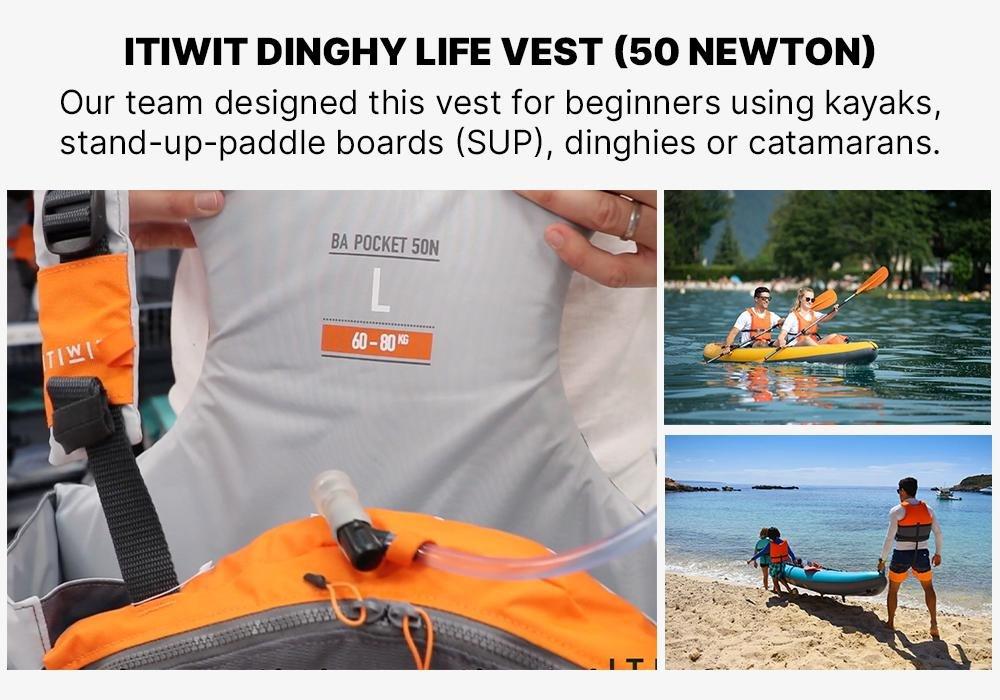 Kayak, Stand Up Paddle or Dinghy Buoyancy Vest, Blood Orange, No Color, medium