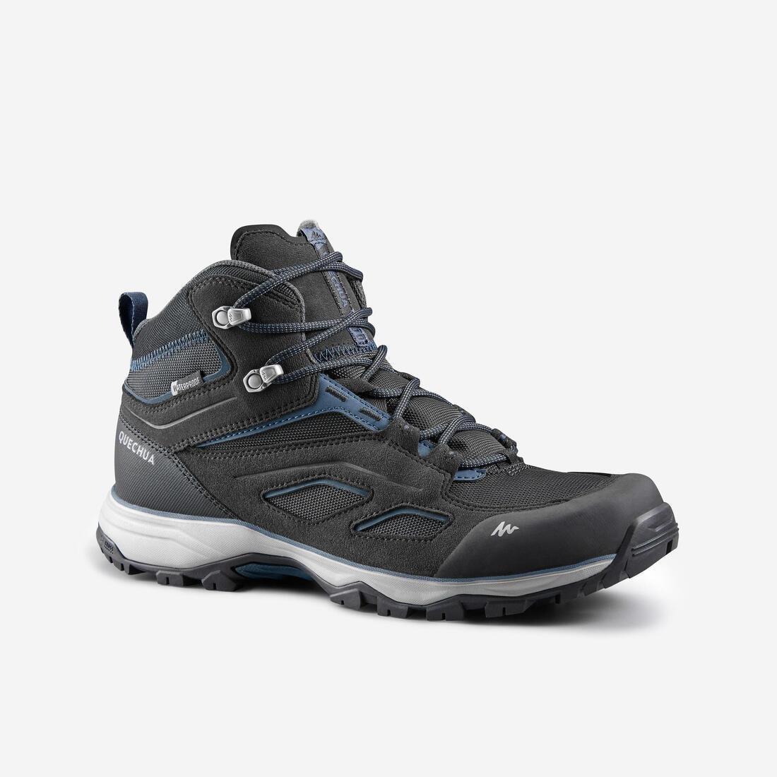 Mens WaterproofVega Walking ShoesMh100 Mid, Black, , large image number 0