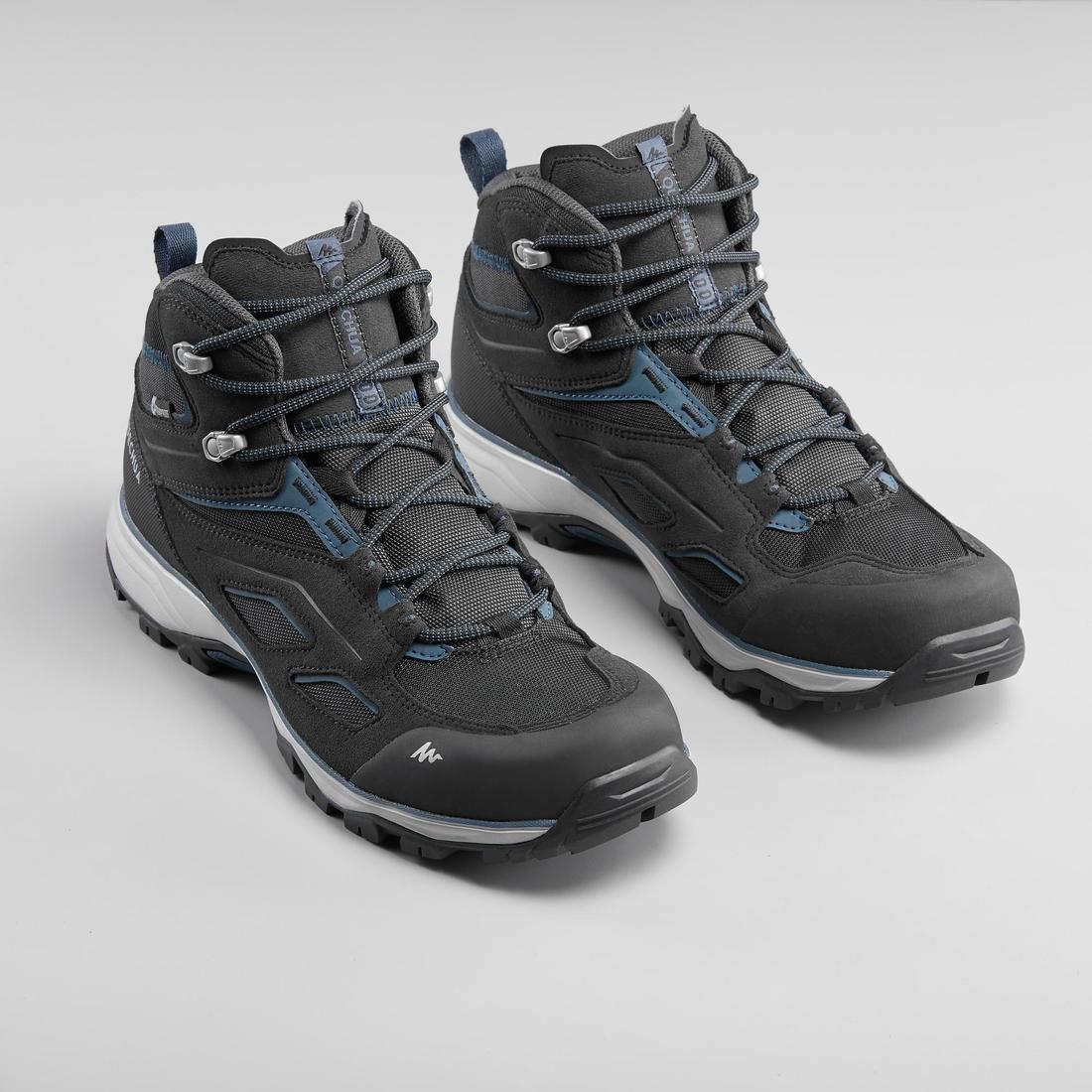 Mens WaterproofVega Walking ShoesMh100 Mid, Black, , large image number 3