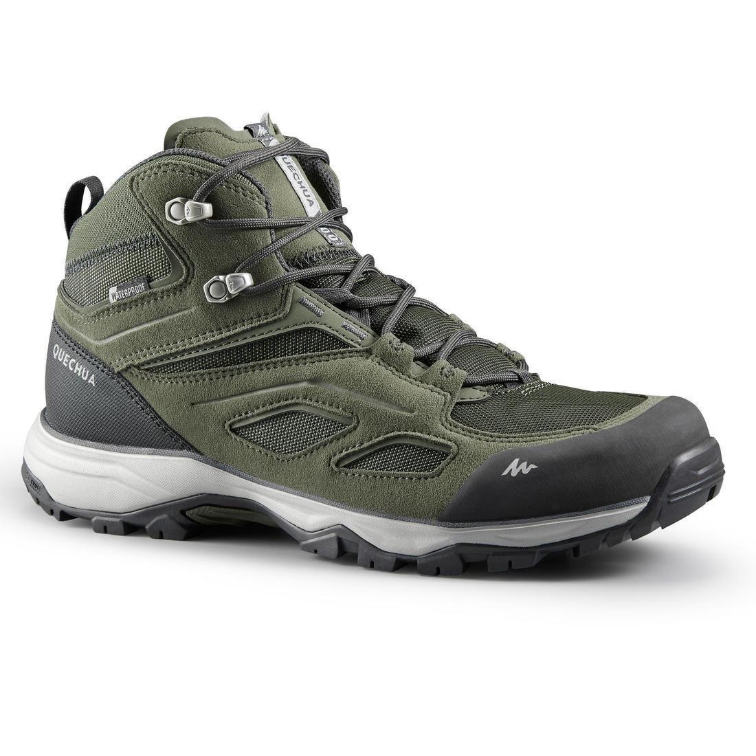 Mens WaterproofVega Walking ShoesMh100 Mid, Black, , large image number 9