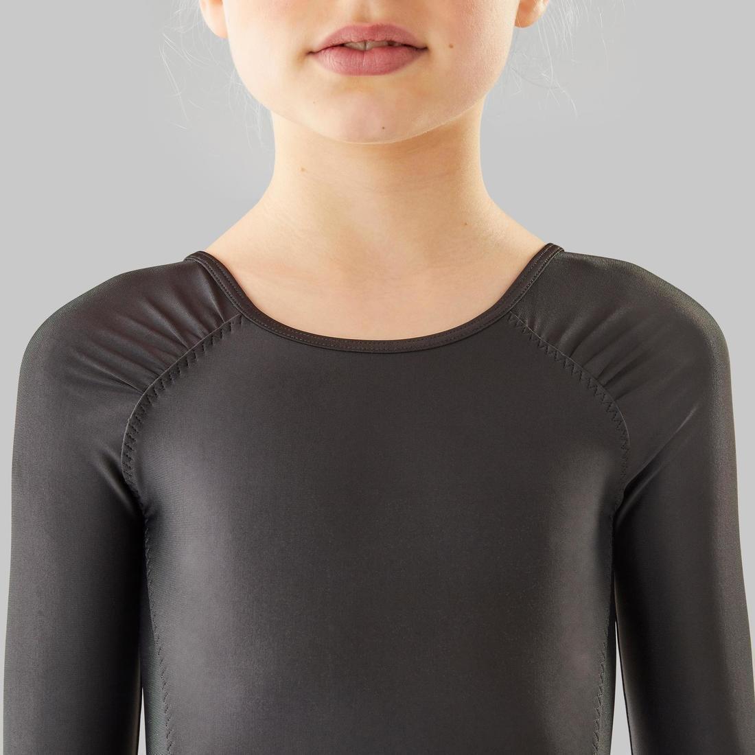 Girls Long-Sleeved Ballet Leotard, Black, No Color, medium