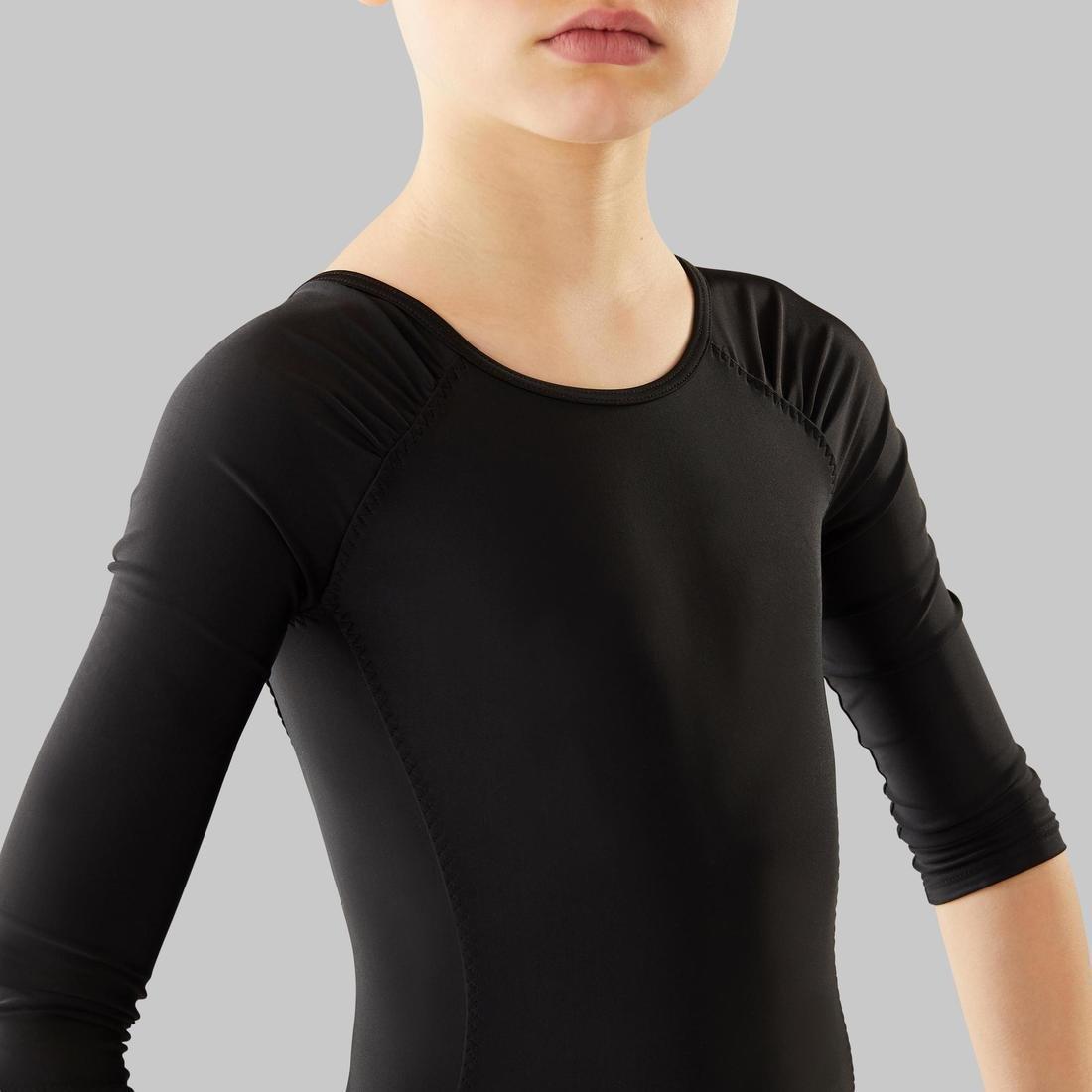 Girls Long-Sleeved Ballet Leotard, Black, , large image number 3