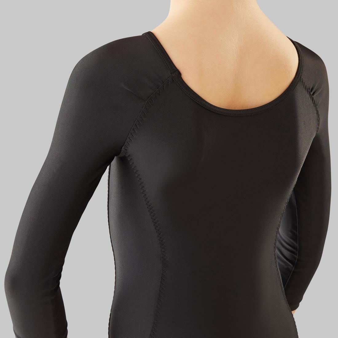 Girls Long-Sleeved Ballet Leotard, Black, No Color, large image number 5