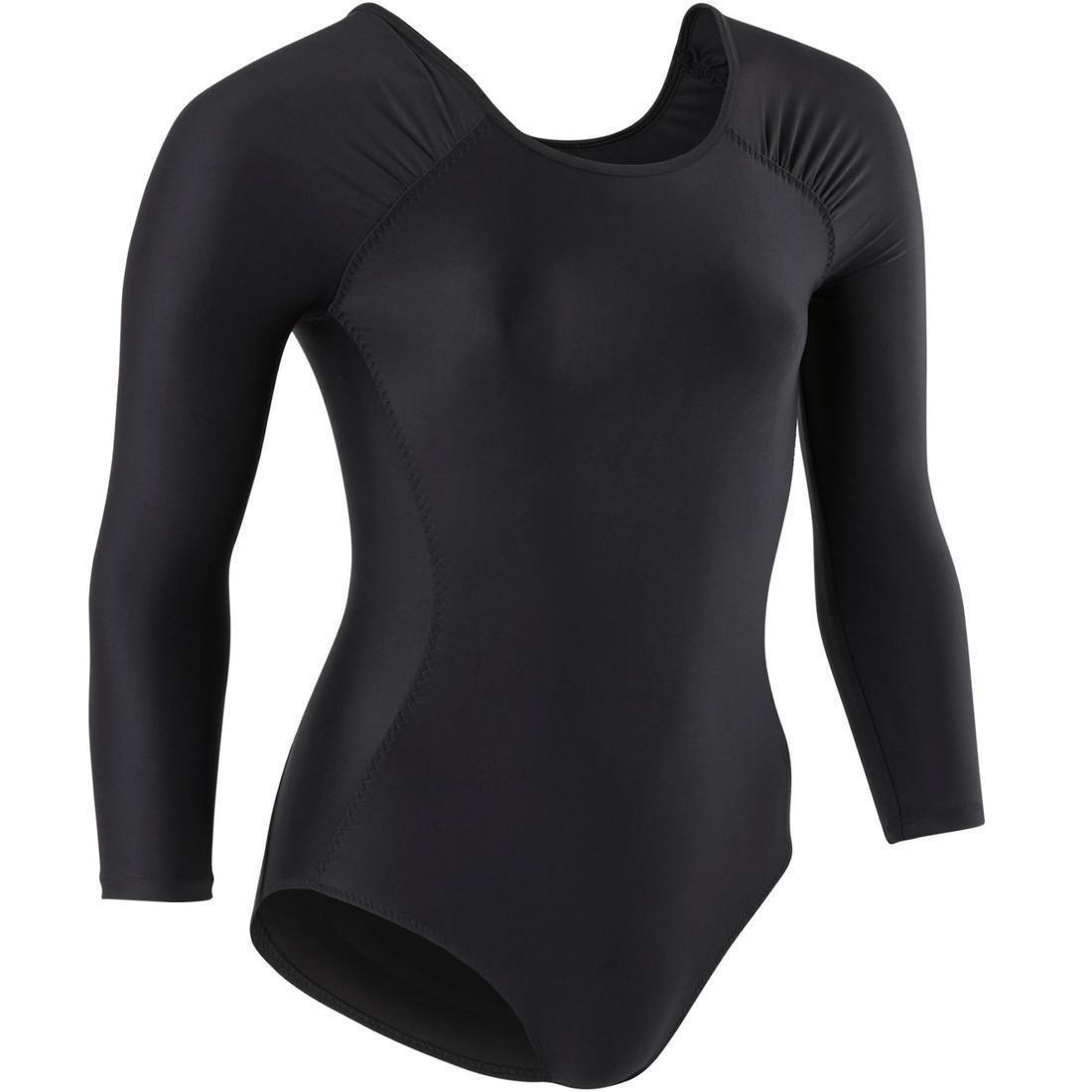Girls Long-Sleeved Ballet Leotard, Black, No Color, large image number 6