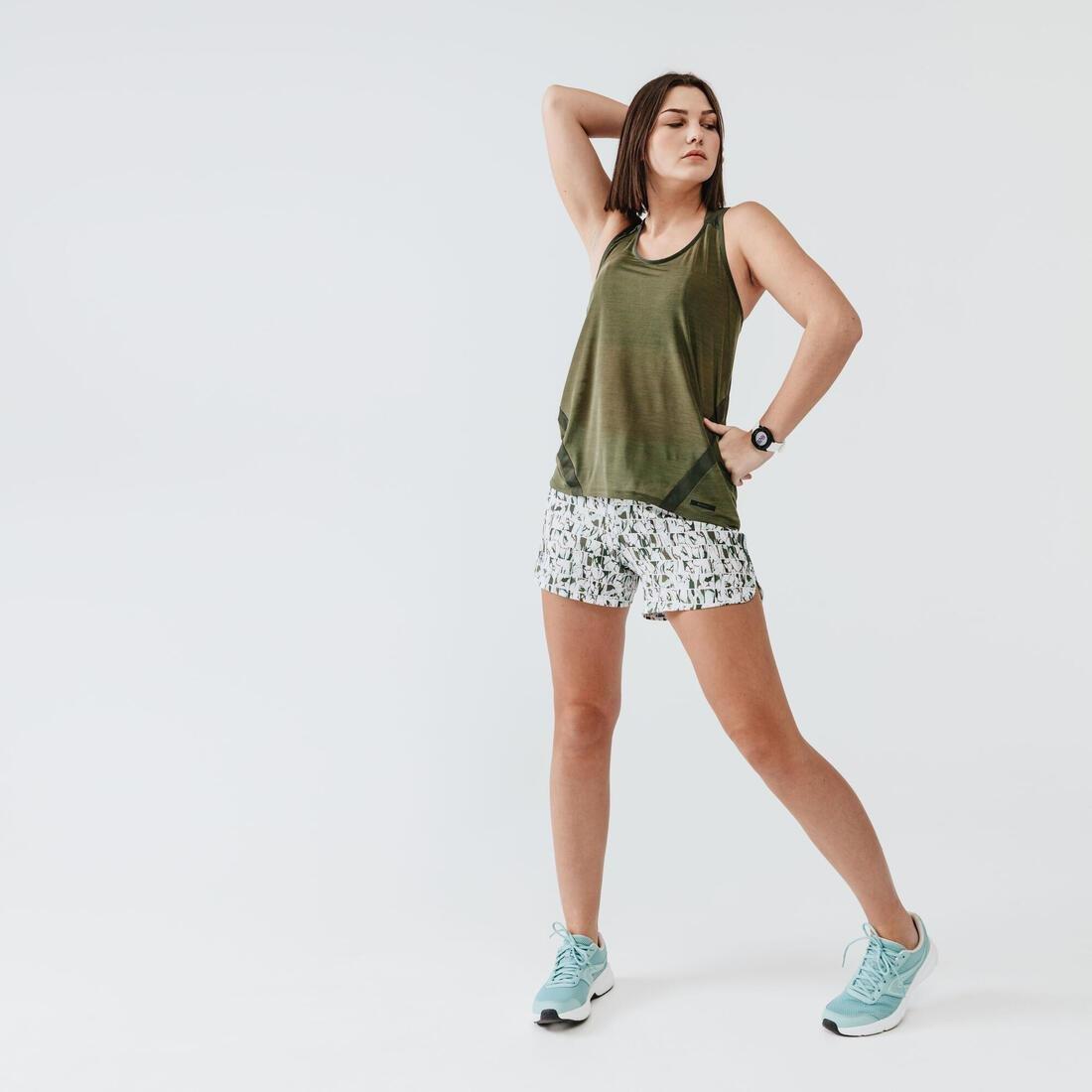 KALENJI - Run DryWomenRunning Shorts Print, Verdigris