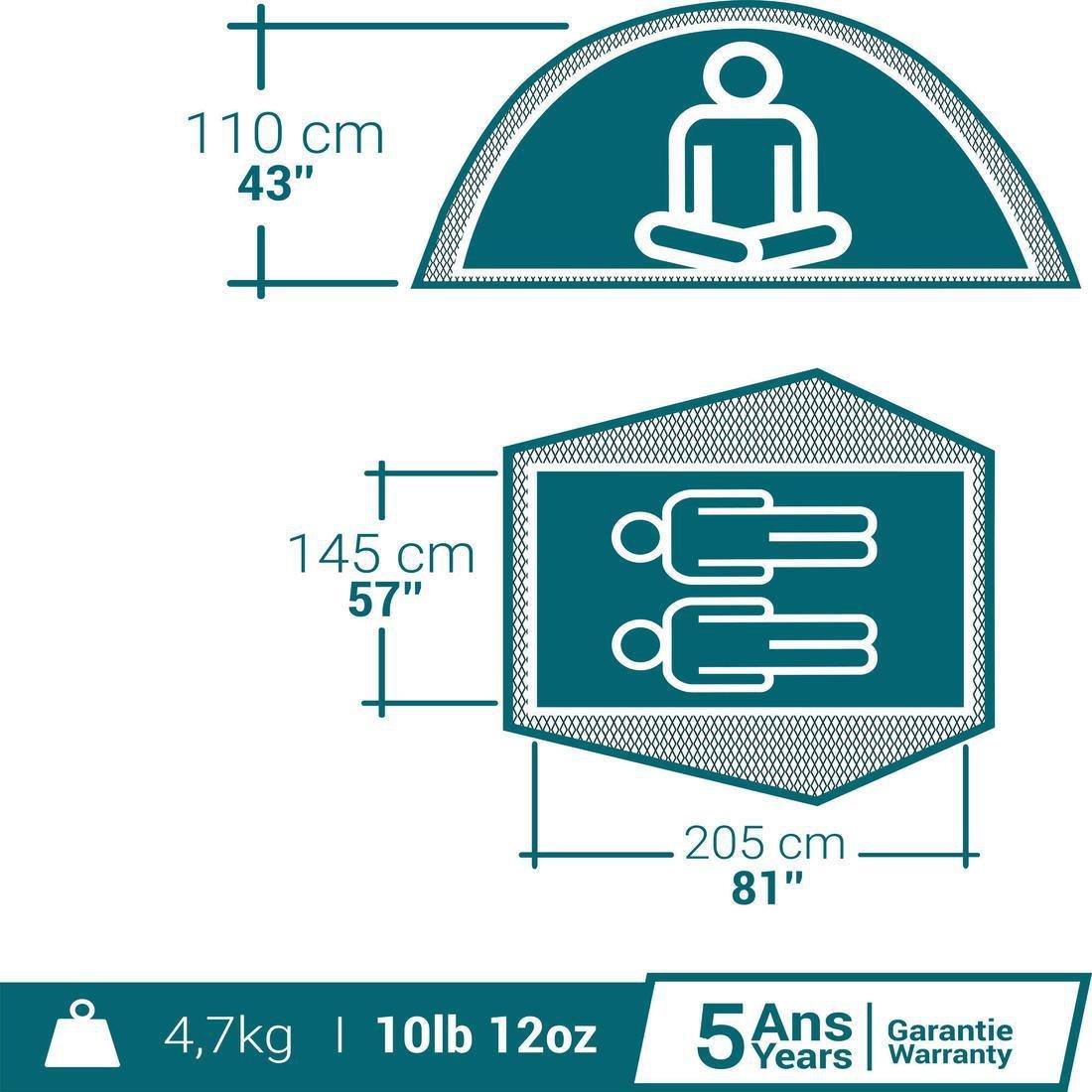 Camping Tent 2 Seconds Easy, Fresh and Black, 2 Person-White, No Color, large image number 2