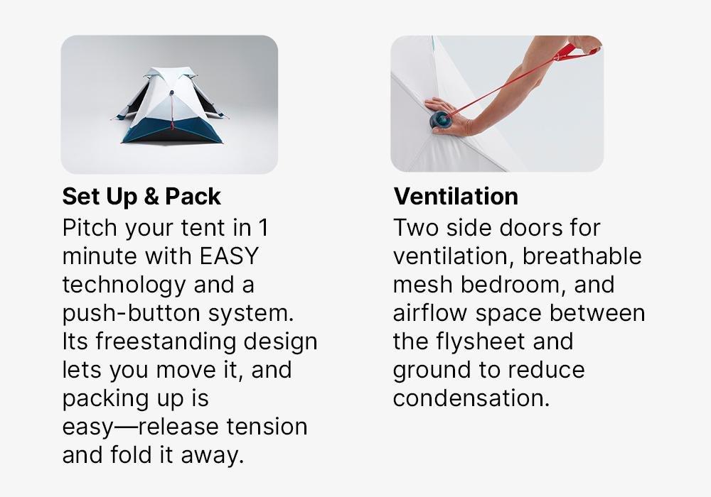 Camping Tent 2 Seconds Easy, Fresh and Black, 2 Person-White, No Color, medium
