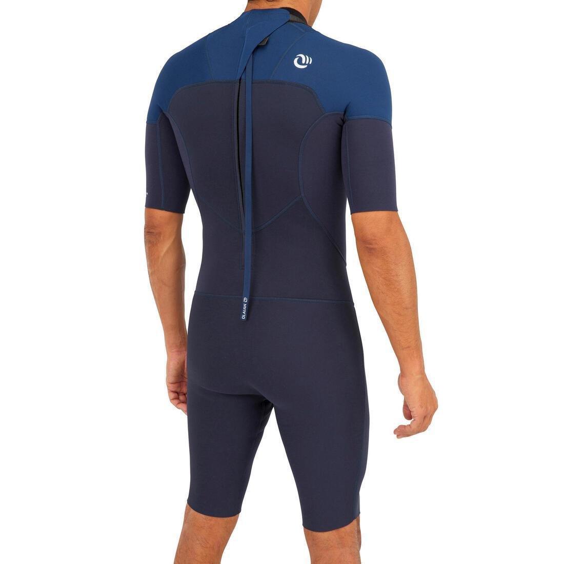 Men Stretch Neoprene Shorty Surfing Wetsuit - 500, Navy, No Color, medium