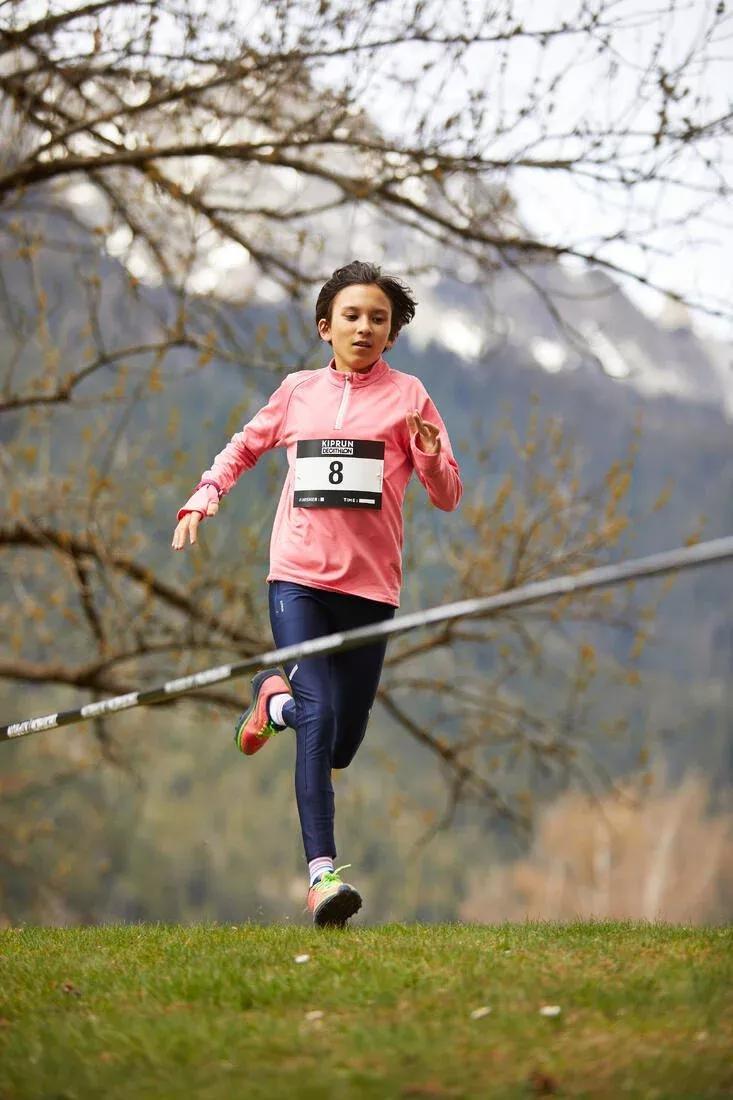 Breathable Kids Running Tights - Kiprun Dry, Navy, No Color, large image number 3