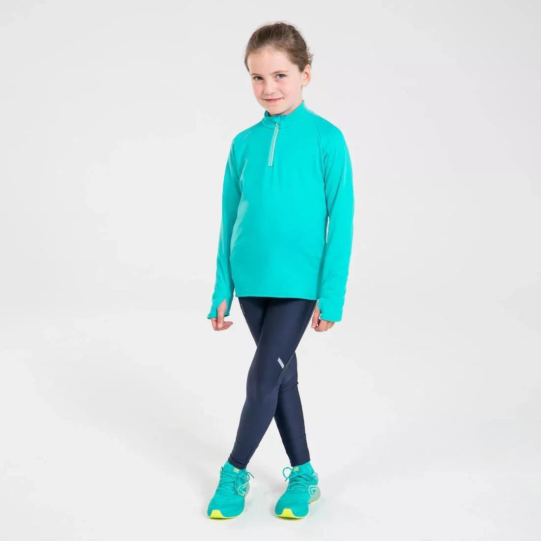 Breathable Kids Running Tights - Kiprun Dry, Navy, No Color, large image number 7