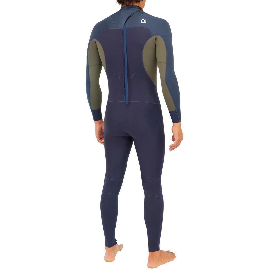 NAVY BLUE Men's Surfing 3/2 mm Neoprene Wetsuit 500 - Blue Khaki, No Color, medium