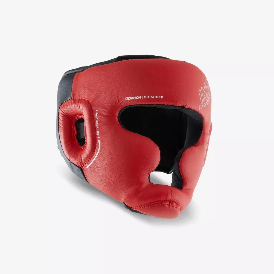 Kids' Boxing Full Face Headguard 500, Red, No Color, medium