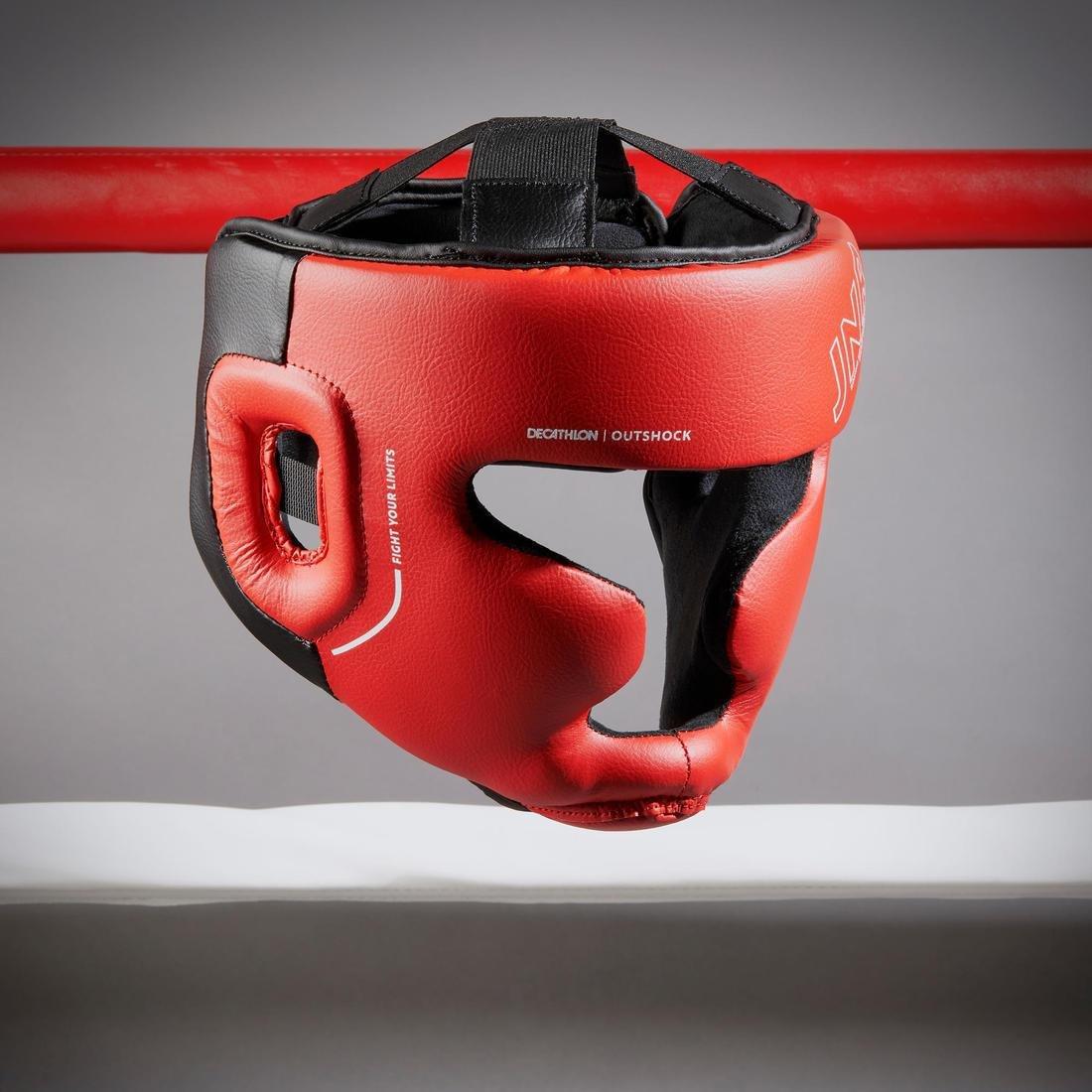 Kids' Boxing Full Face Headguard 500, Red, No Color, large image number 1