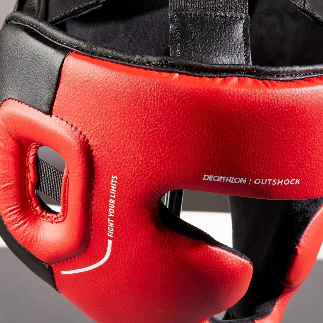 Kids' Boxing Full Face Headguard 500, Red, No Color, large image number 4
