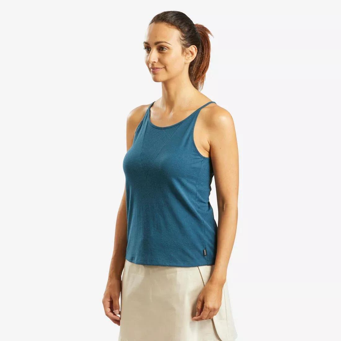 Women's Country Walking Vest Top NH500, Blue, No Color, large image number 1