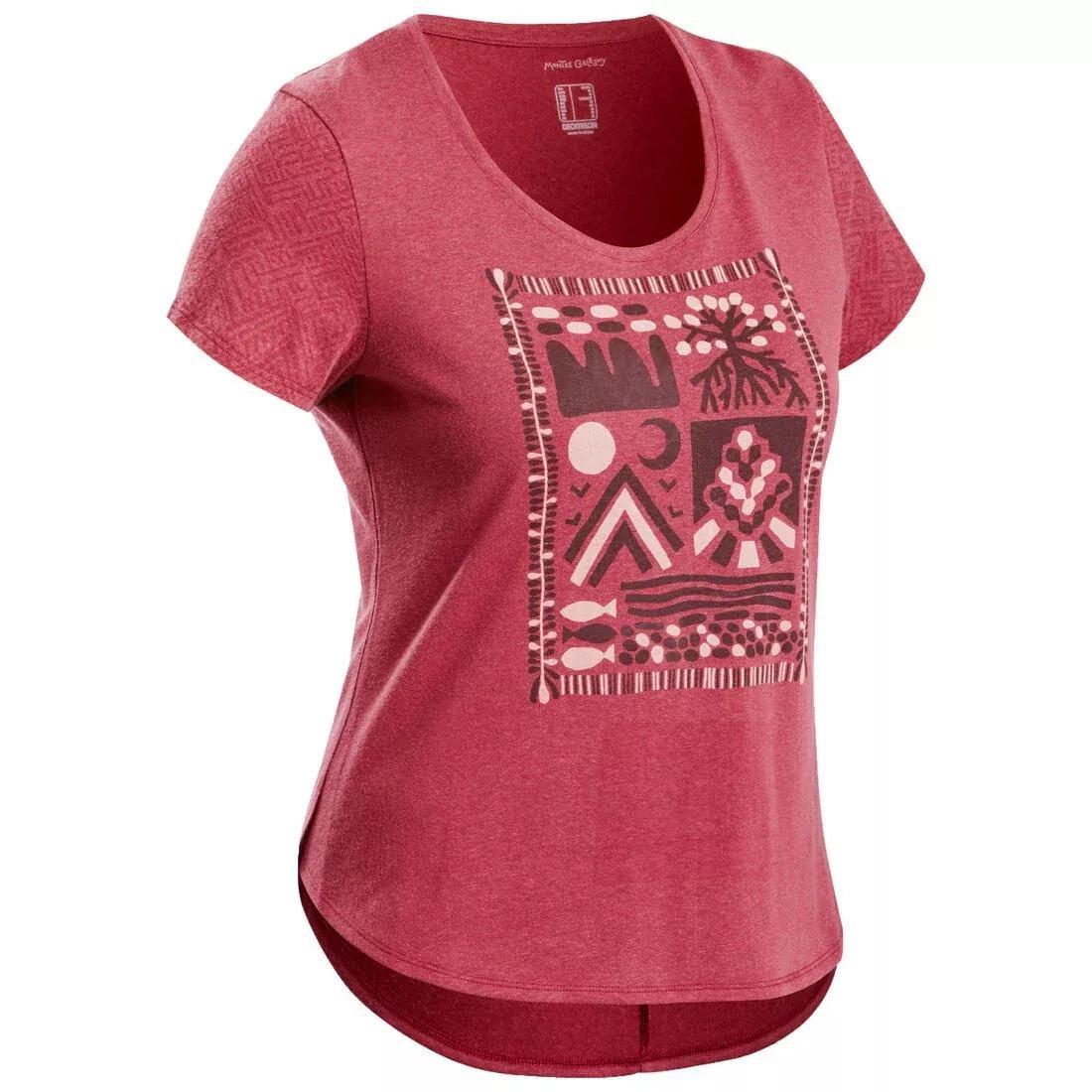 Women's Hiking T-shirt - NH500, carmine red, No Color, large image number 0