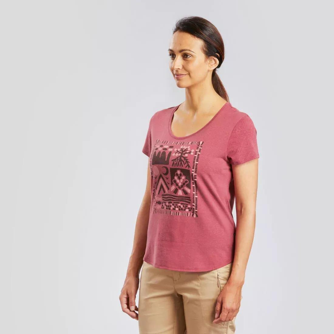 Women's Hiking T-shirt - NH500, carmine red, No Color, large image number 1