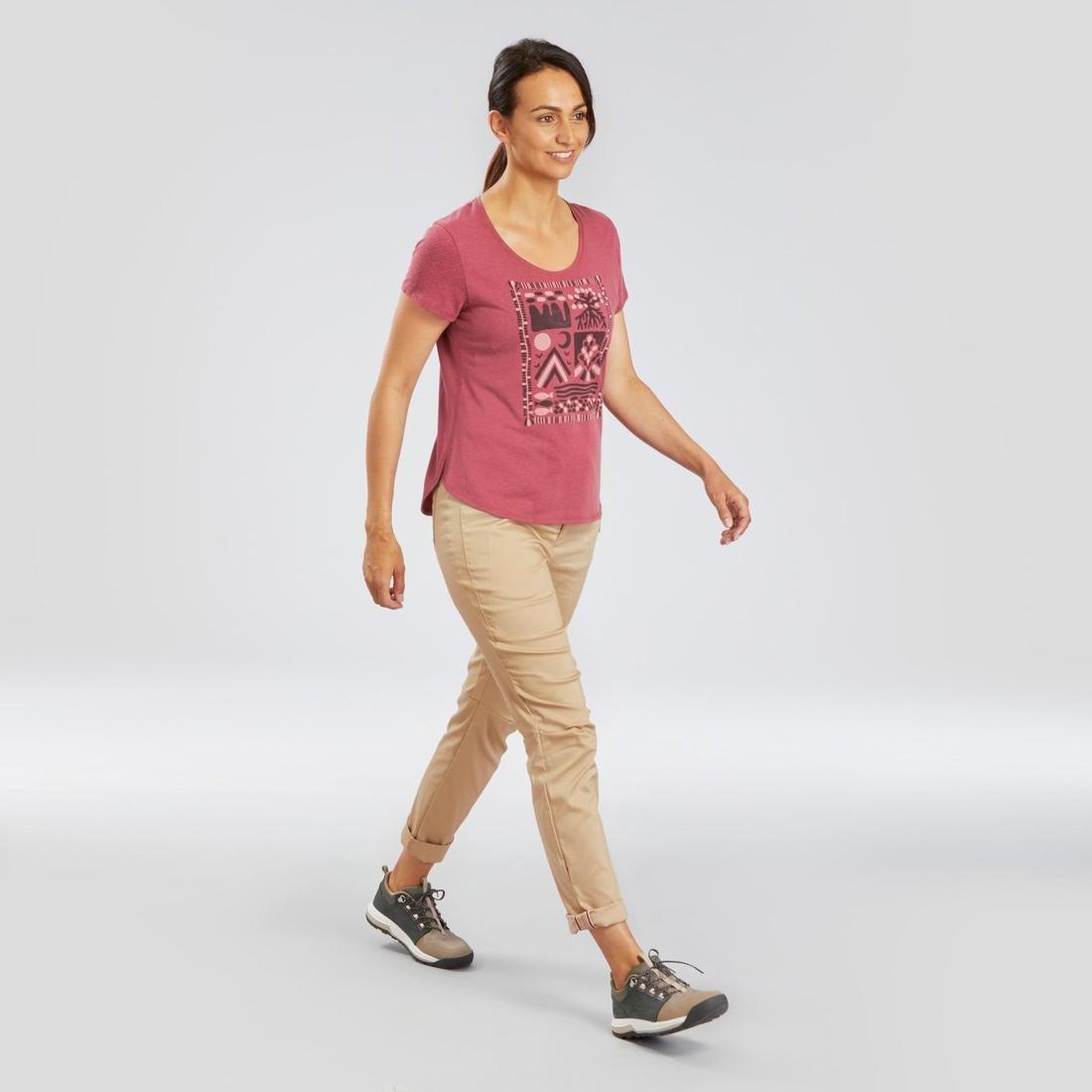 Women's Hiking T-shirt - NH500, carmine red, No Color, large image number 2