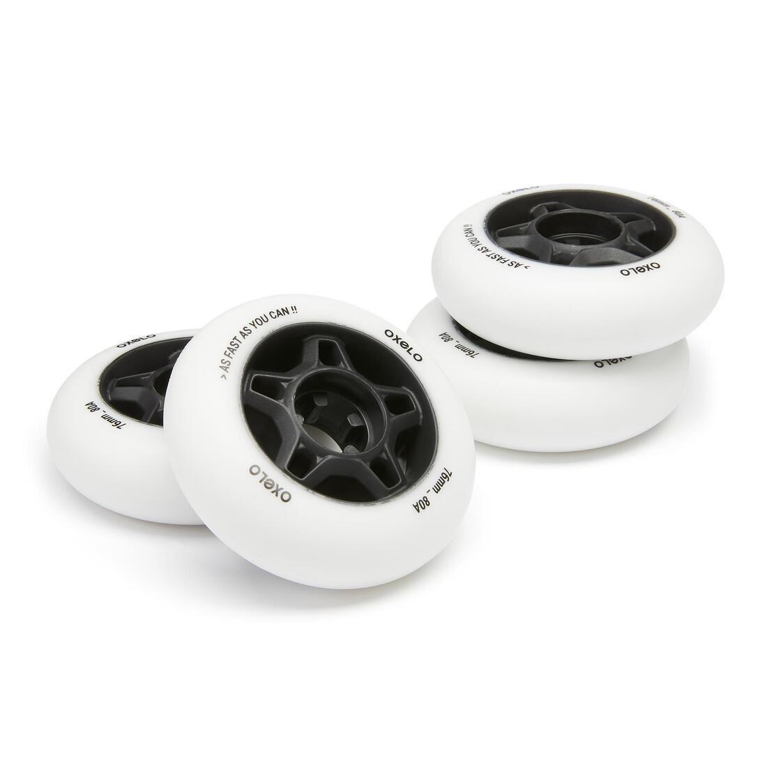 Adult Fitness Inline Skating Wheels 4-Pack Fit, White, , large image number 0