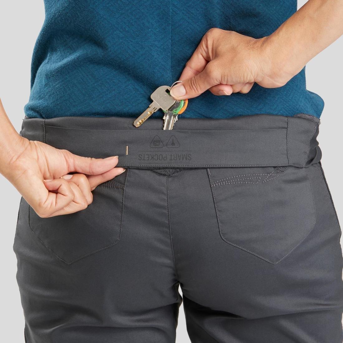 Women's Country Walking Cropped Trousers - NH500, Carbon Grey, No Color, large image number 5