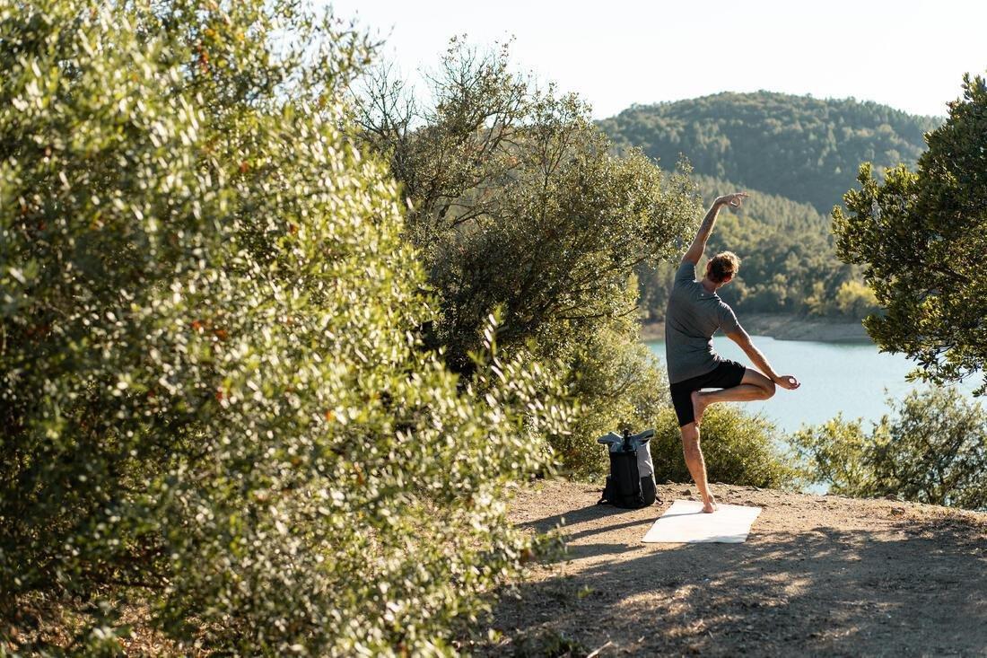 KIMJALY - Yoga Mat Backpack - Blue/Grey, iced coffee