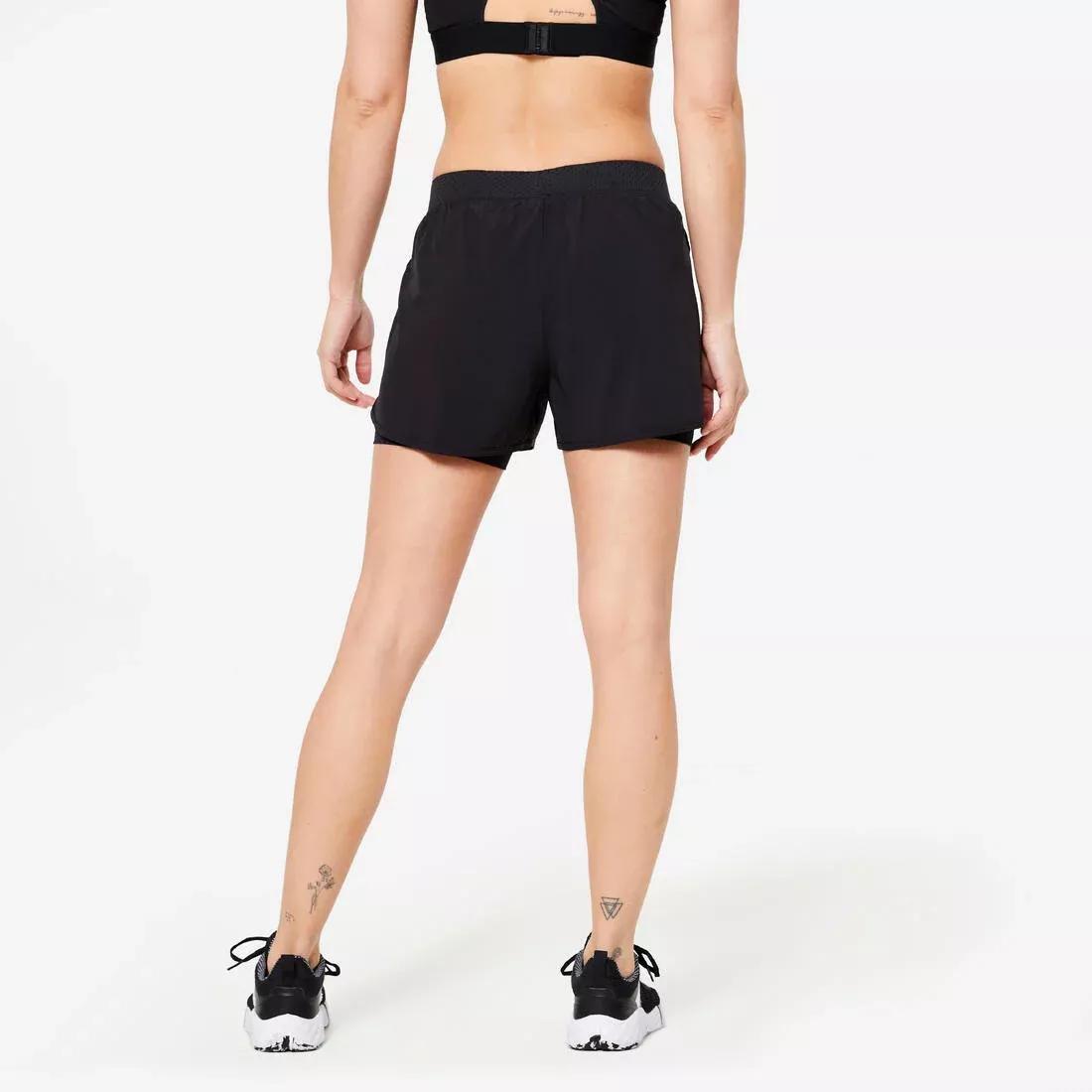 2-in-1 Anti-Chafing Fitness Shorts, Black, No Color, medium