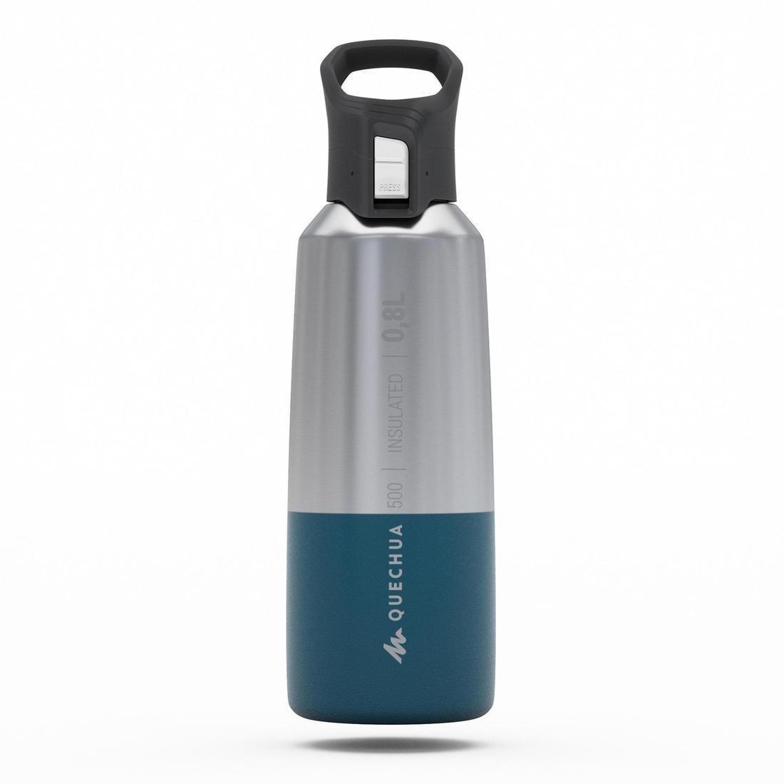 Insulated Stainless Steel Hiking Flask - Mh500 0.8L, Blue, No Color, medium