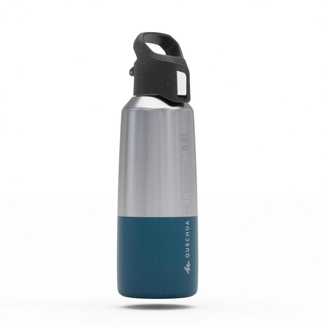 QUECHUA - Insulated Stainless Steel Hiking Flask - Mh500 0.8L, Blue