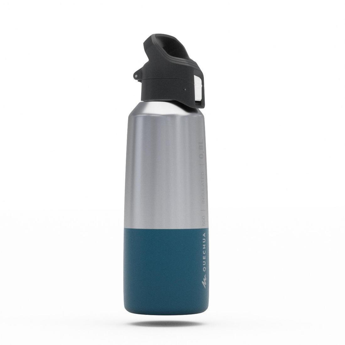 QUECHUA - Insulated Stainless Steel Hiking Flask - Mh500 0.8L, Blue