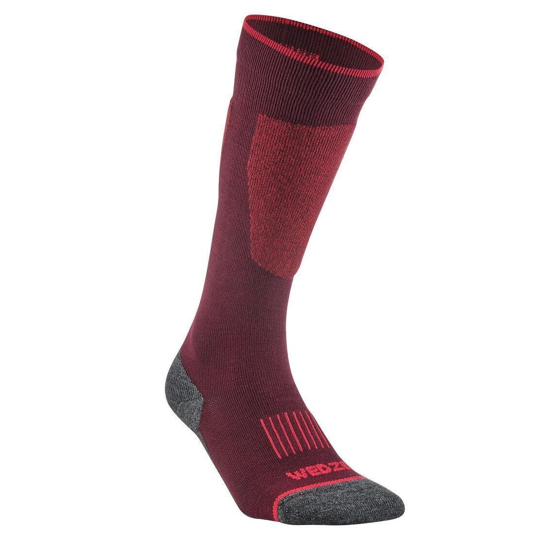 BORDEAUX ADULT SKI SOCKS - 100 - BURGUNDY, No Color, medium