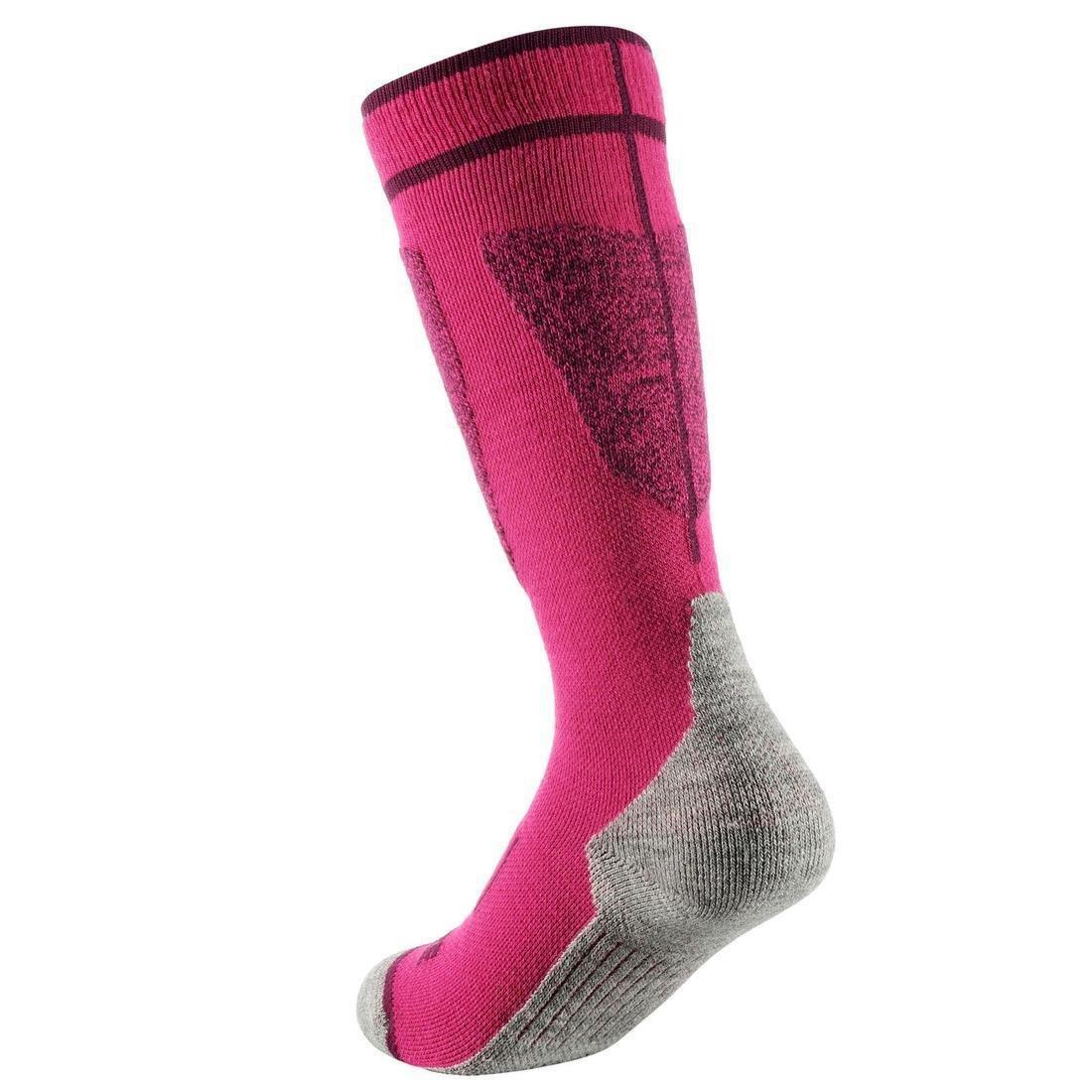 WEDZE - KIDS' SKI SOCKS - 100, BLACK