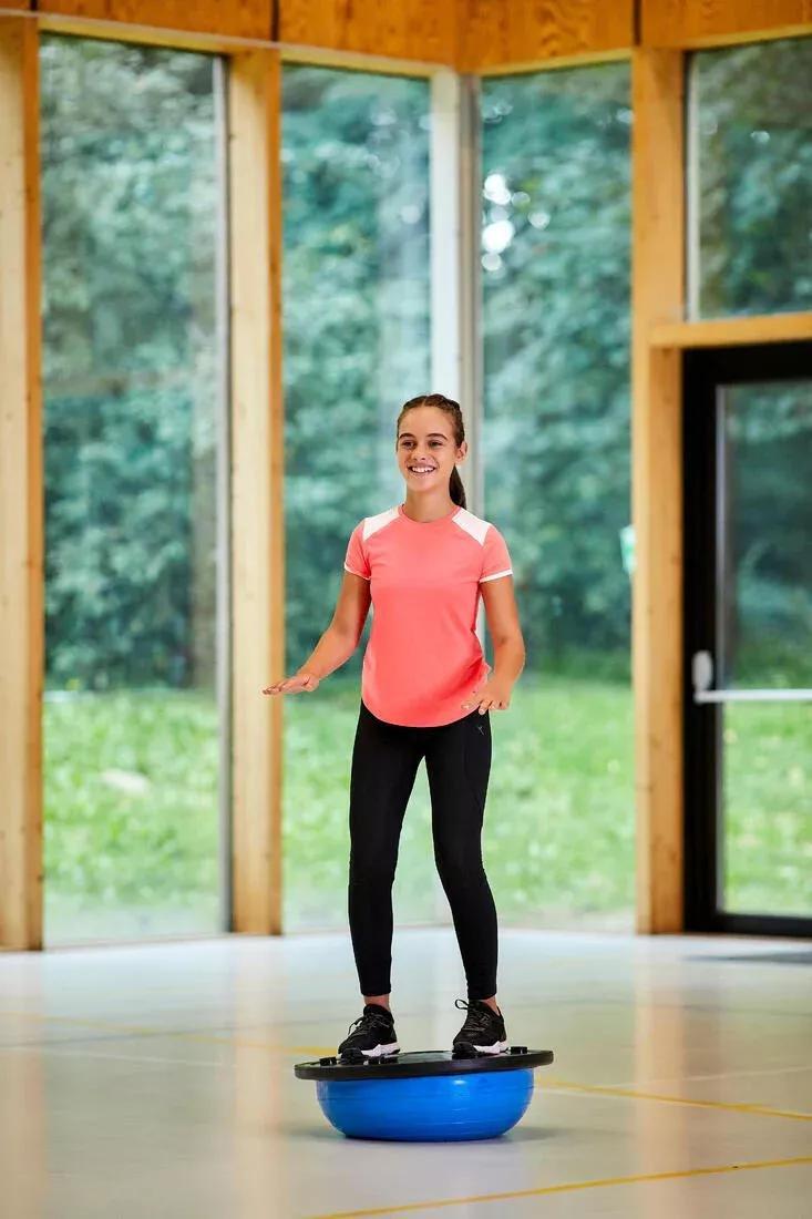 Girls' Breathable Synthetic Gym Leggings S500 Print, Black, , large image number 2