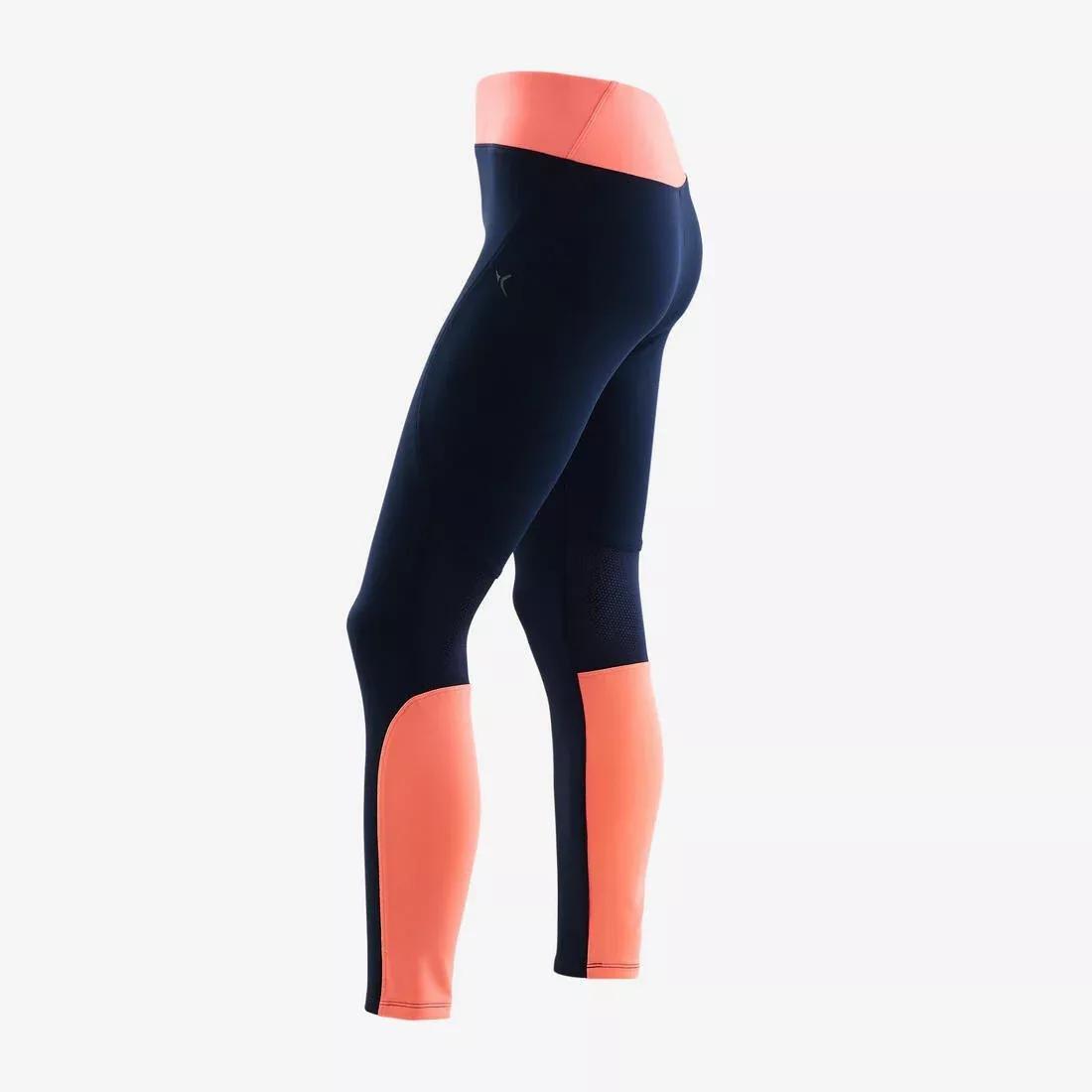 Girls' Breathable Synthetic Gym Leggings S500 Print, Black, , large image number 4