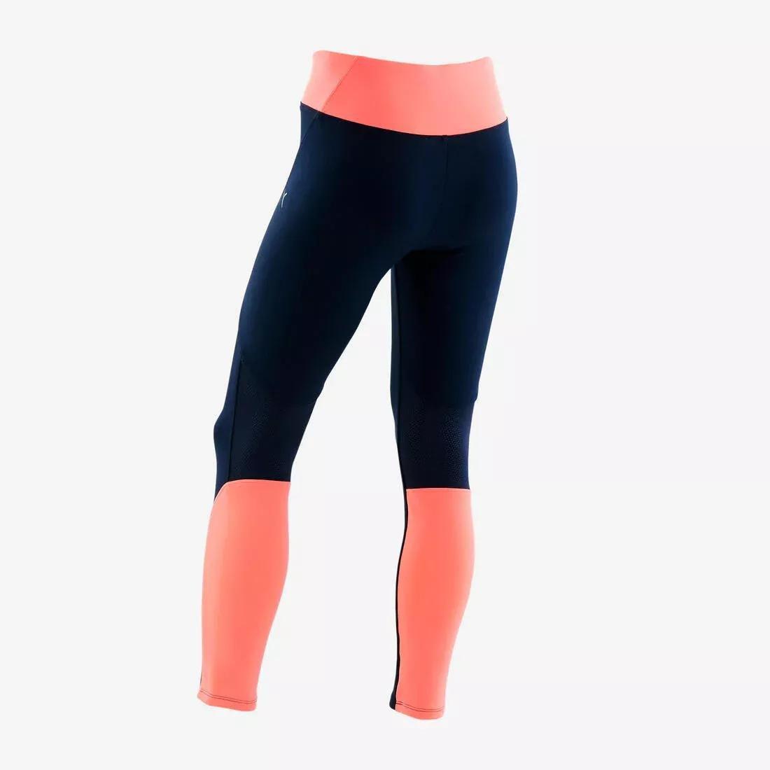 Girls' Breathable Synthetic Gym Leggings S500 Print, Black, , large image number 5