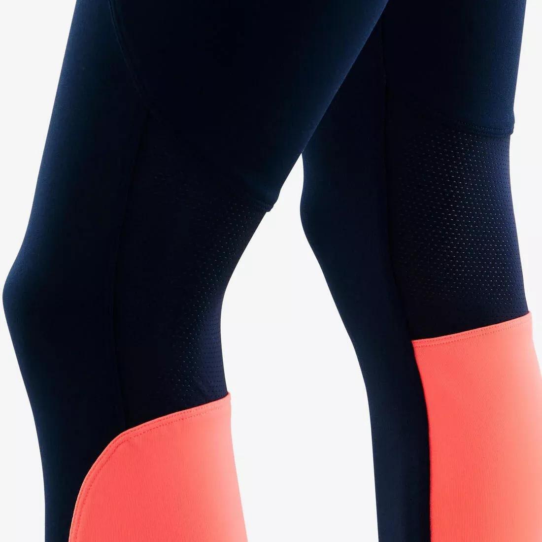Girls' Breathable Synthetic Gym Leggings S500 Print, Black, , large image number 6
