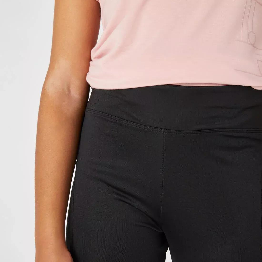 Girls' Breathable Synthetic Gym Leggings S500 Print, Black, , large image number 10
