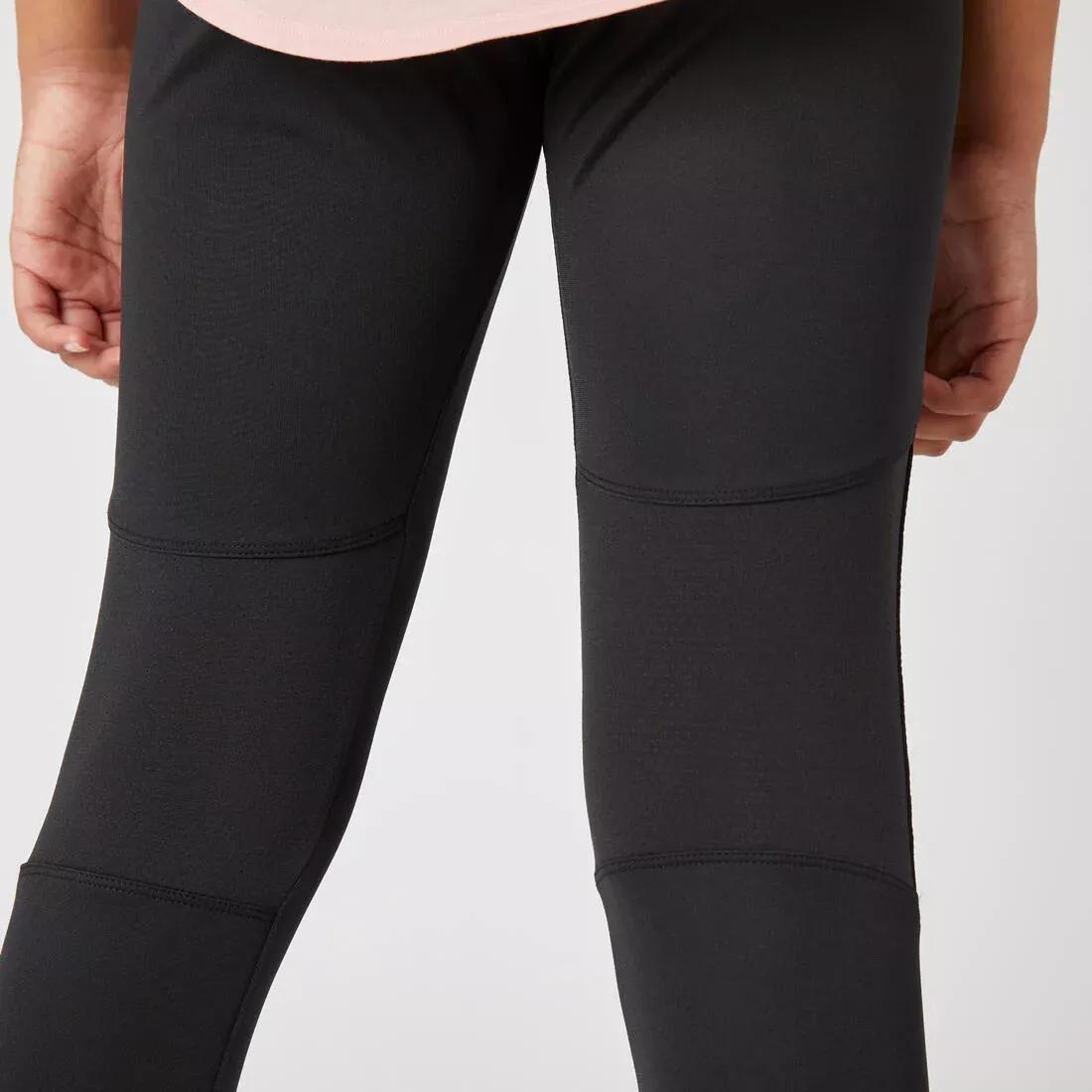 Girls' Breathable Synthetic Gym Leggings S500 Print, Black, , large image number 11