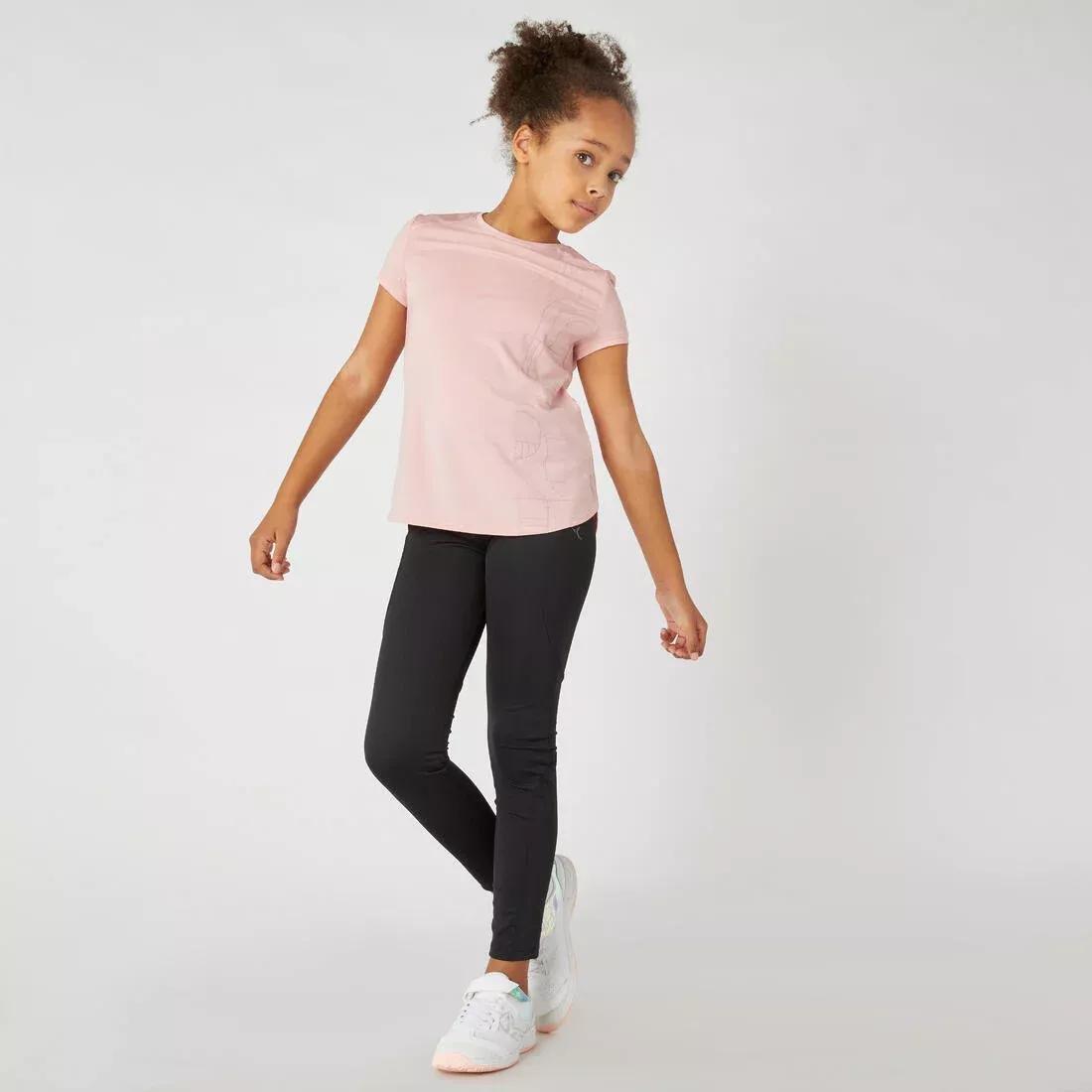 Girls' Breathable Synthetic Gym Leggings S500 Print, Black, , large image number 12