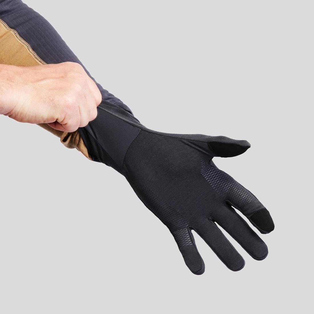 AdultVega Trekking Merino Wool Liner Gloves Trek500, Carbon Grey, , large image number 6