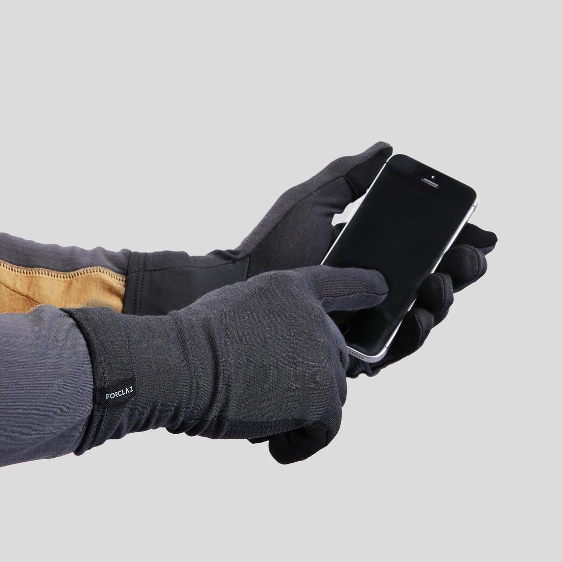 AdultVega Trekking Merino Wool Liner Gloves Trek500, Carbon Grey, , large image number 8